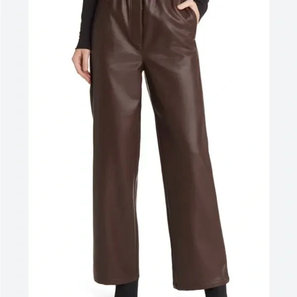 The Range Faux Leather Wide Leg Pants Medium - Picture 2 of 5